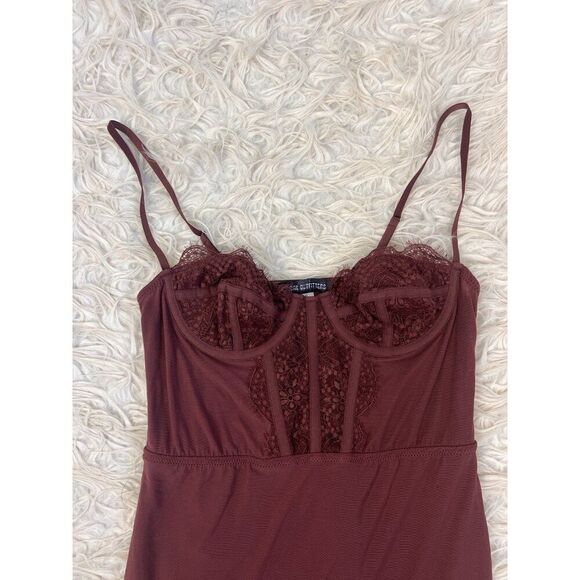 Urban Outfitters Brenna Mesh Chocolate Bustier Mini Dress Size Small NWOT - Picture 12 of 12